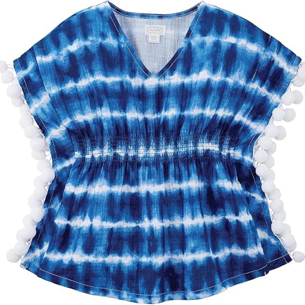 Boutique Mud Pie Girls blue white Tie Dye Cover Up - size 4T-5T